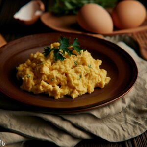 served dish, scrambled eggs recipe